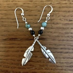 Sterling Silver Feather Dangle Earrings
